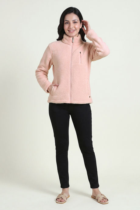 Zivame Sherpa Knit Poly Winter Loungewear Jacket - Peachy Keen — image 5